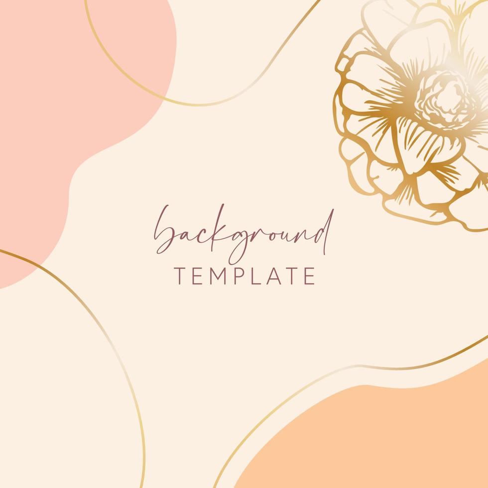 Abstract background vector template with geometric shapes and anemone flower. Good for social media posts, mobile apps, banner designs, online promotions and adverts. Floral vector background.