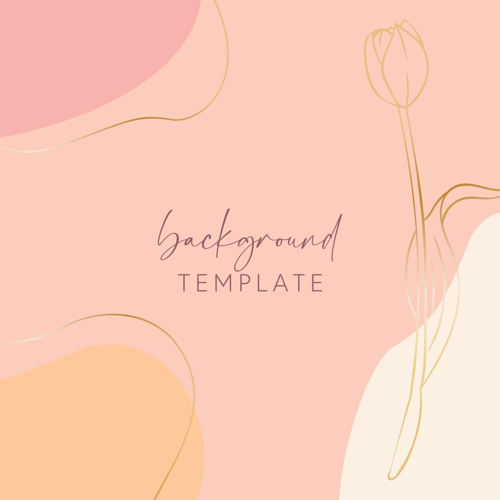 Abstract background vector template with geometric shapes and tulip flower. Good for social media posts, mobile apps, banner designs, online promotions and adverts. Floral vector background.