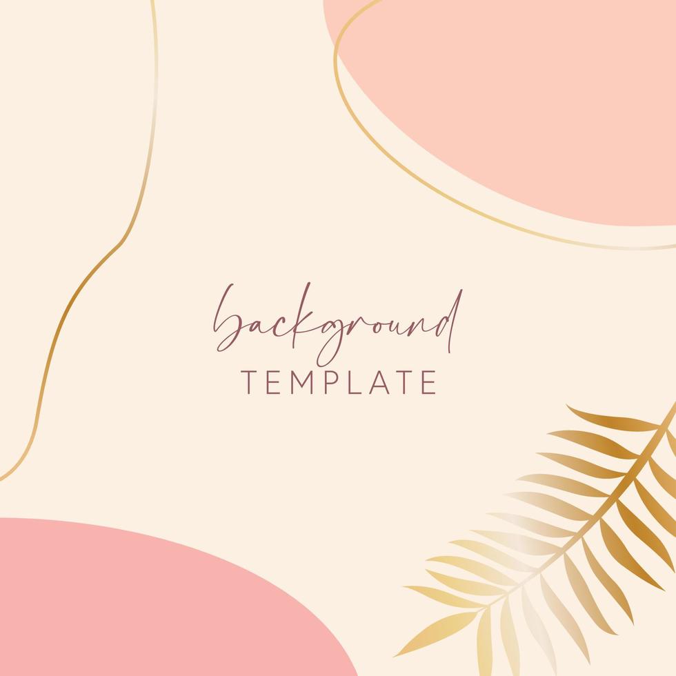 Abstract background vector template with geometric shapes and tropical leaves branch. Good for social media posts, mobile apps, banner designs, online promotions and adverts. Tropic vector background.