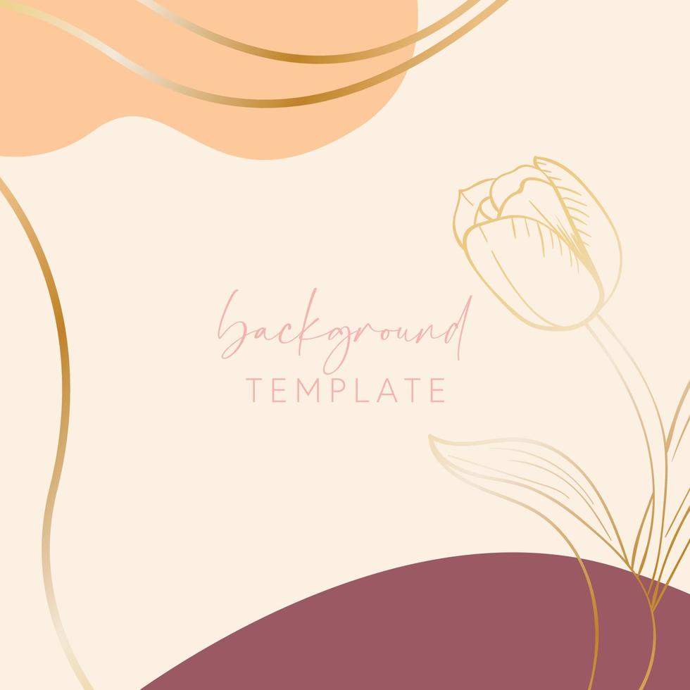 Abstract background vector template with geometric shapes and tulip flower. Good for social media posts, mobile apps, banner designs, online promotions and adverts. Floral vector background.