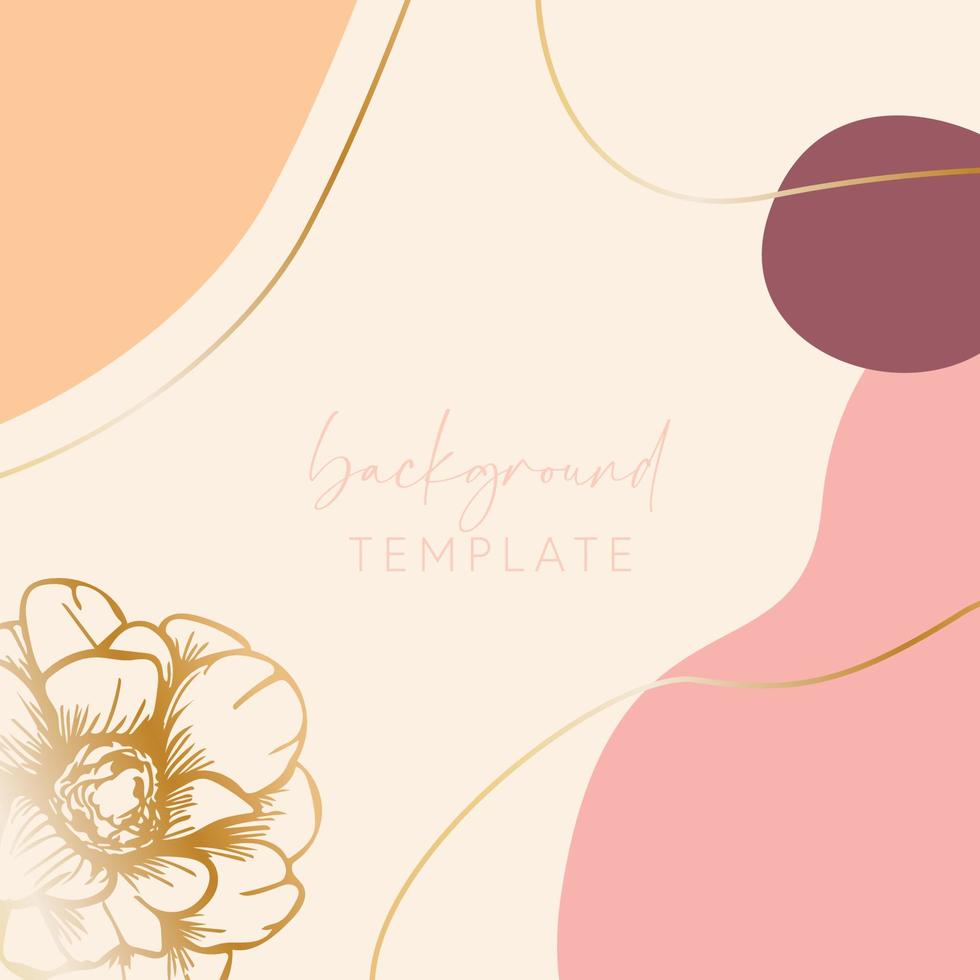 Abstract background vector template with geometric shapes and anemone flower. Good for social media posts, mobile apps, banner designs, online promotions and adverts. Floral vector background.
