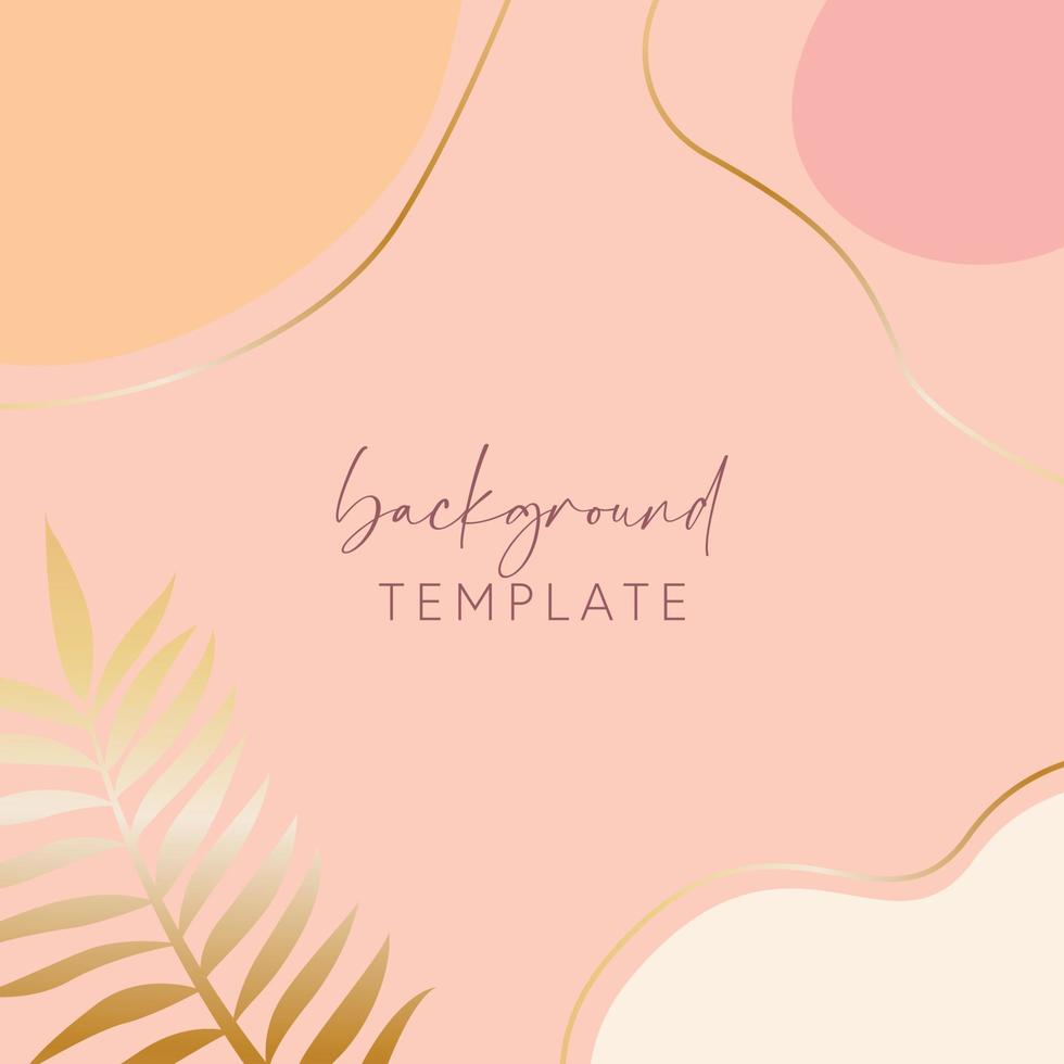 Abstract background vector template with geometric shapes and tropical leaves branch. Good for social media posts, mobile apps, banner designs, online promotions and adverts. Tropic vector background.