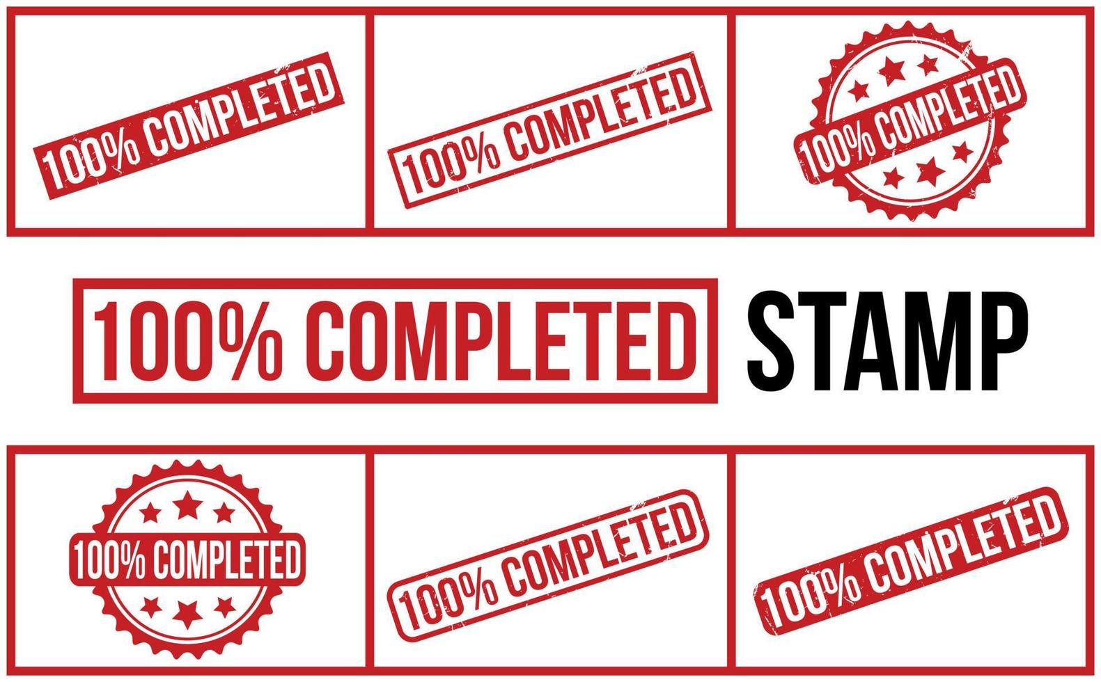 100 Percent Completed Rubber Stamp Seal Vector