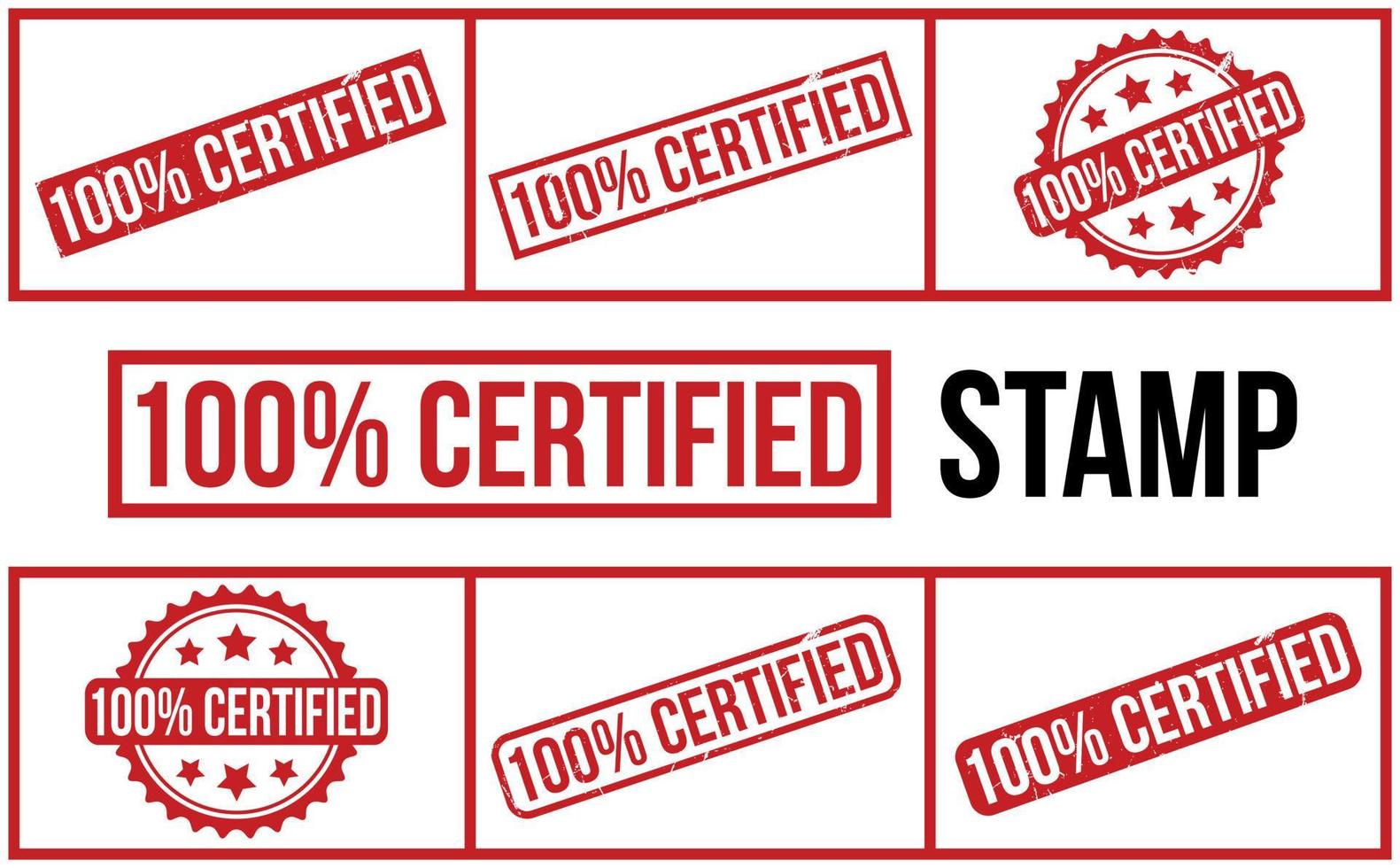 100 Percent Certified Rubber Stamp Seal Vector