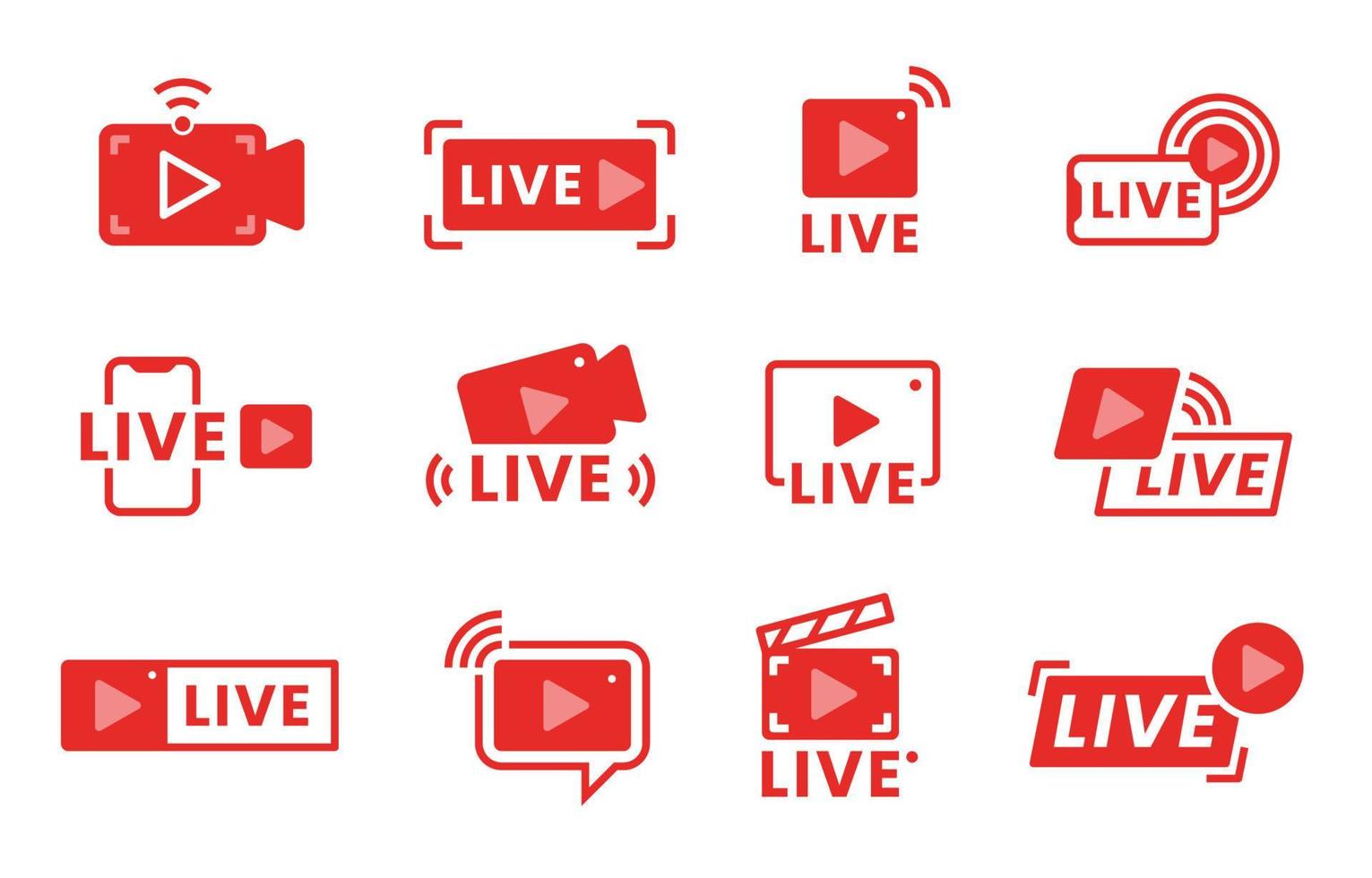 Simple Red Live Streaming Labels vector