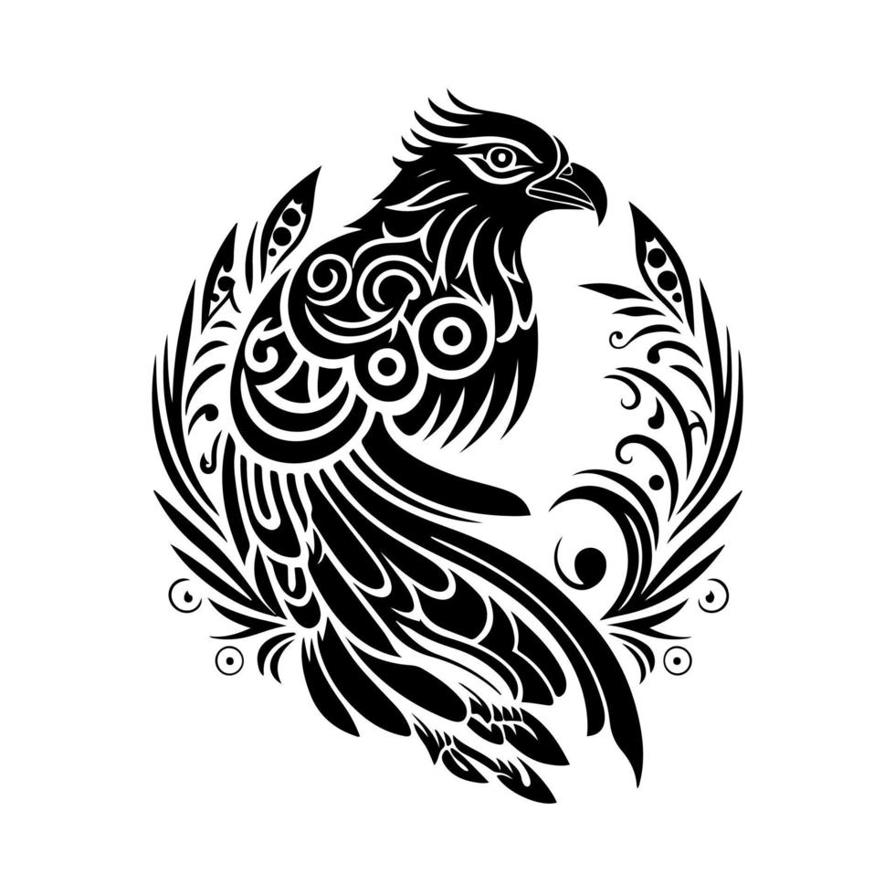 Majestic eagle tattoo design element. Black and white vector