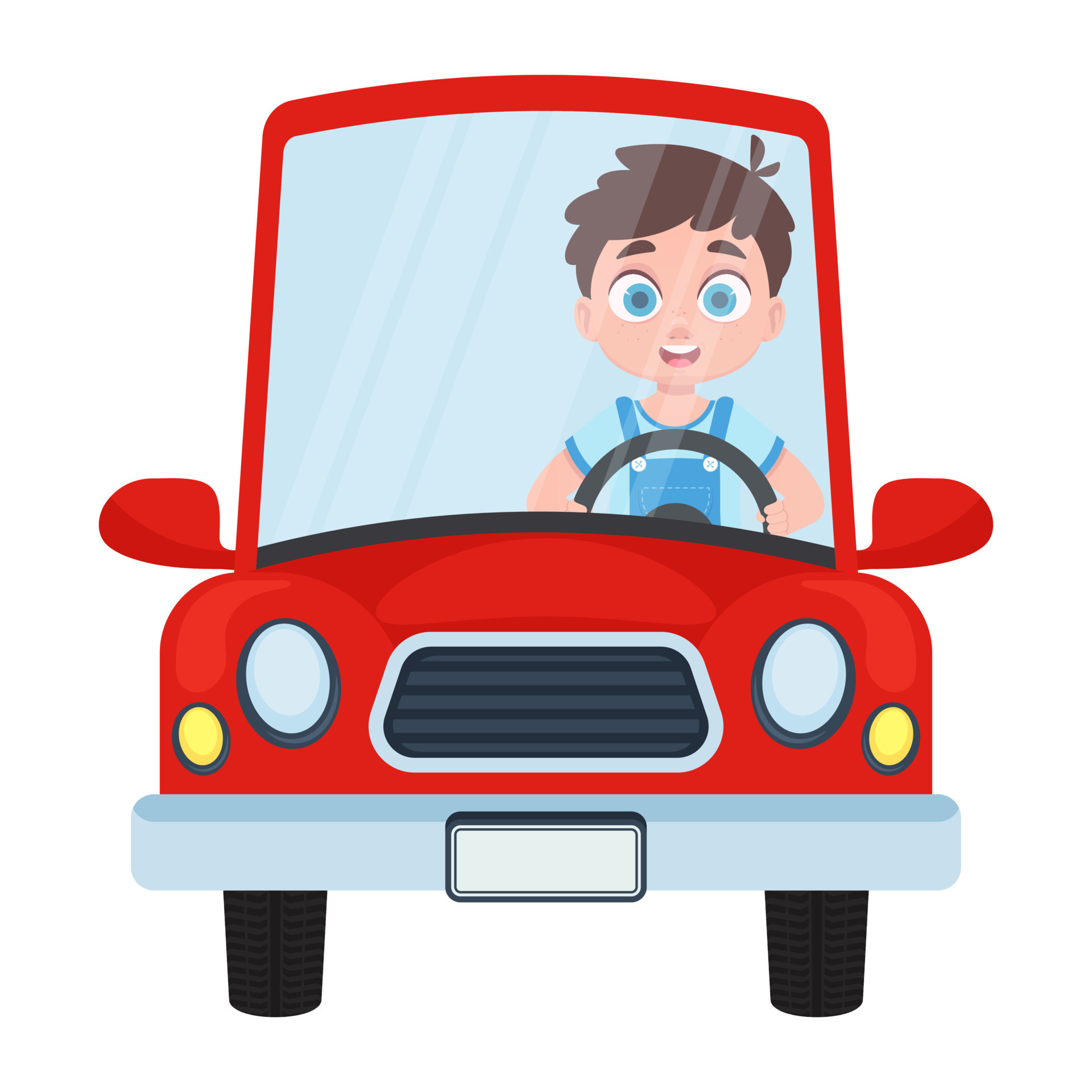 Cute child driving a red car. Vector illustration 23052144 Vector Art ...