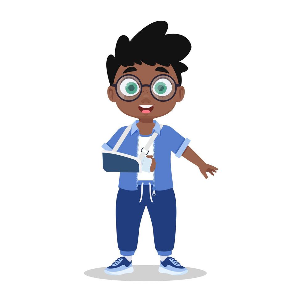 Cute boy with broken arm vector