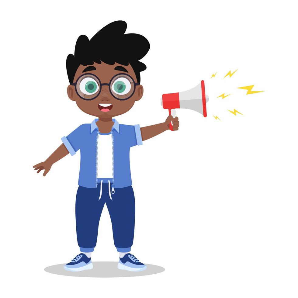 Child with a megaphone in his hand vector