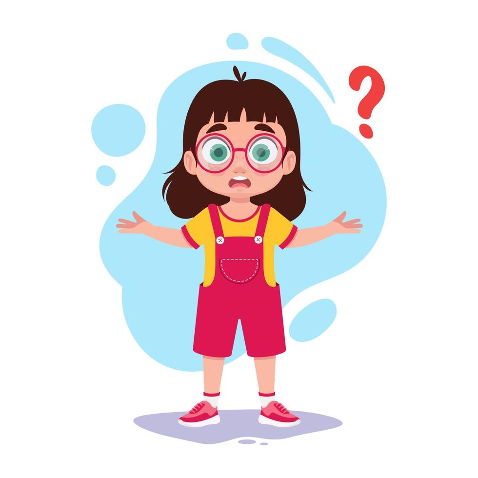 Cute baby looking for an answer. Vector illustration