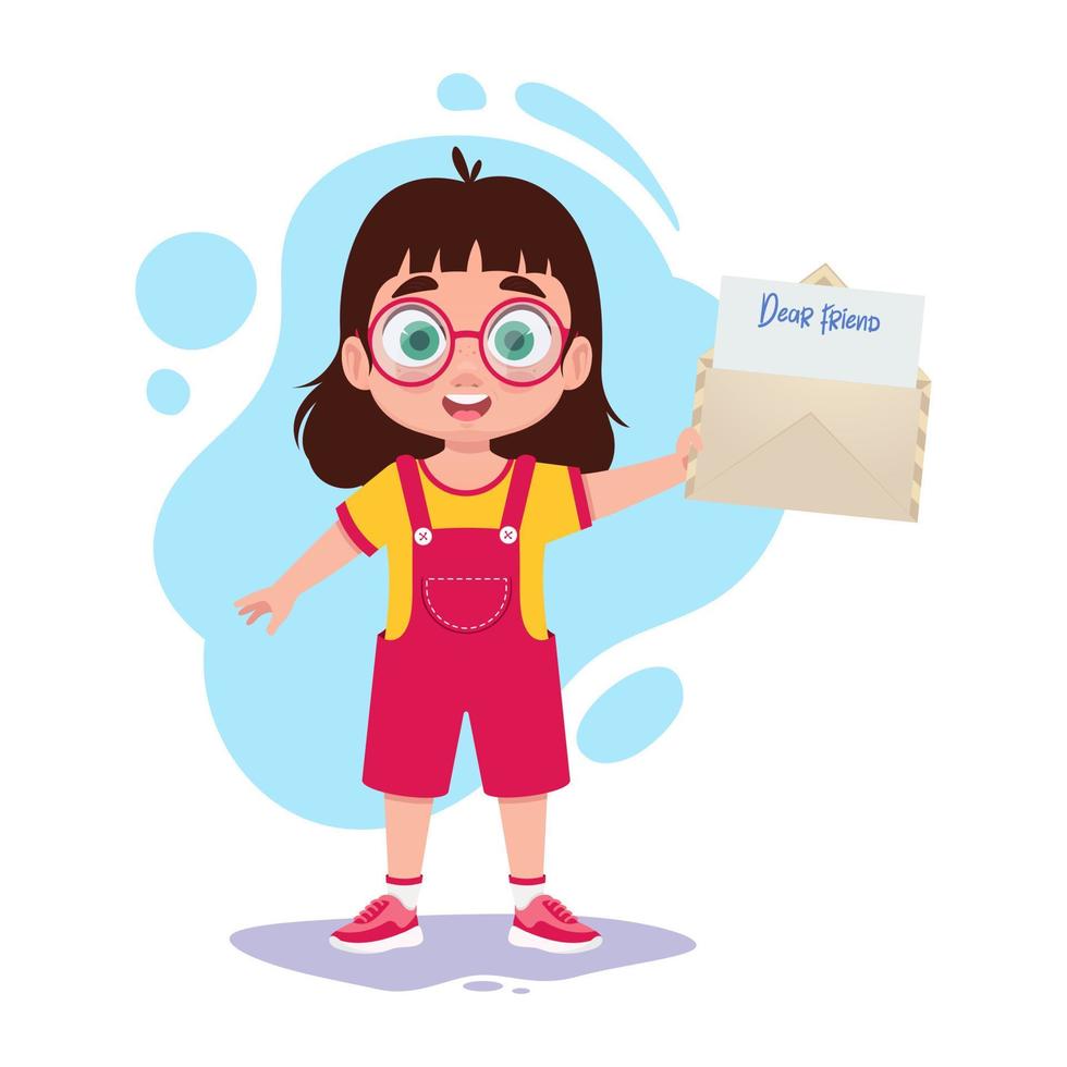 Child with an open letter in his hand vector