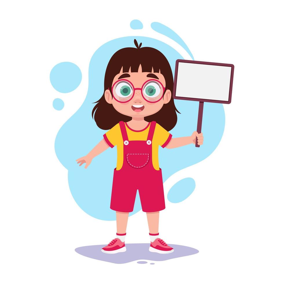 Child with a sign in his hand vector