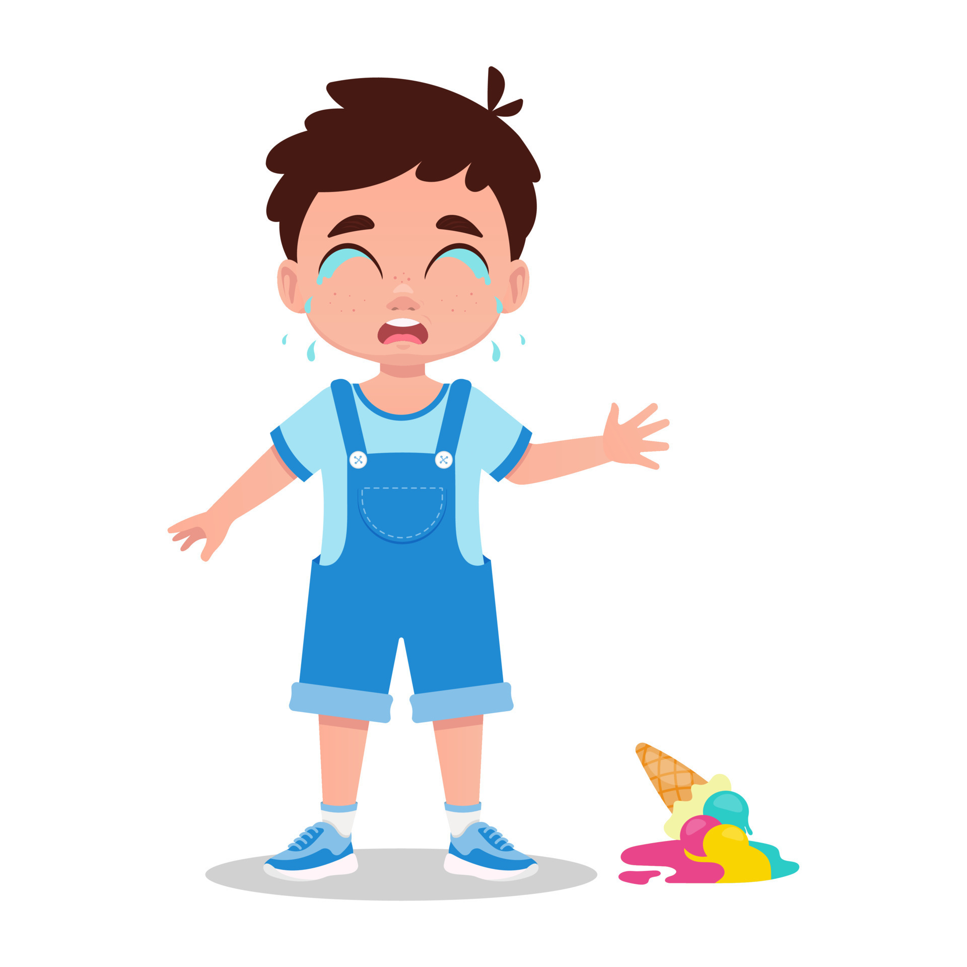 Cute Boy Dropped Ice Cream 23052215 Vector Art At Vecteezy