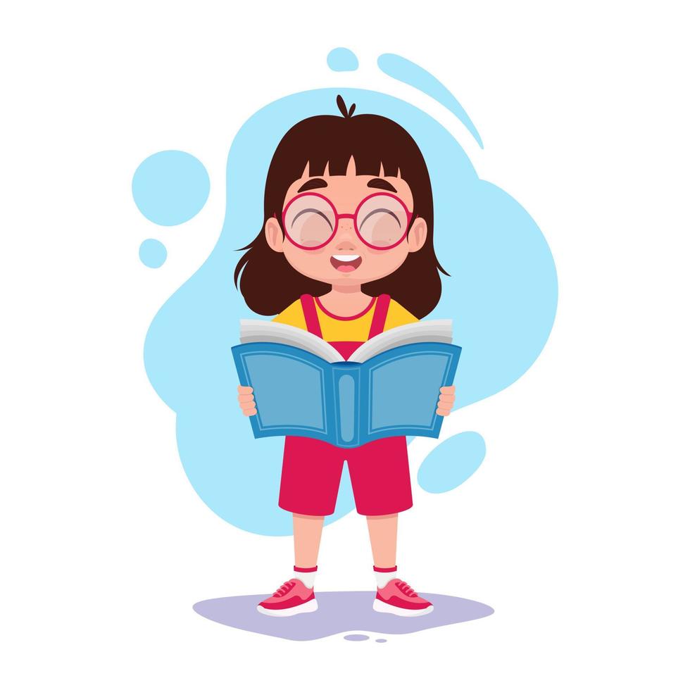 Child enjoys reading a book vector