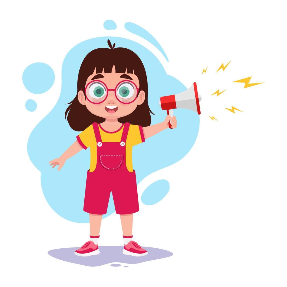 Child with a megaphone in his hand vector