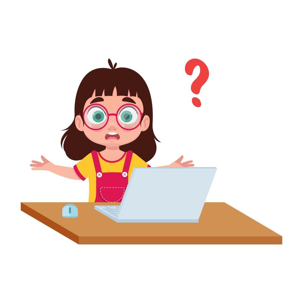 The child at the computer is looking for an answer vector