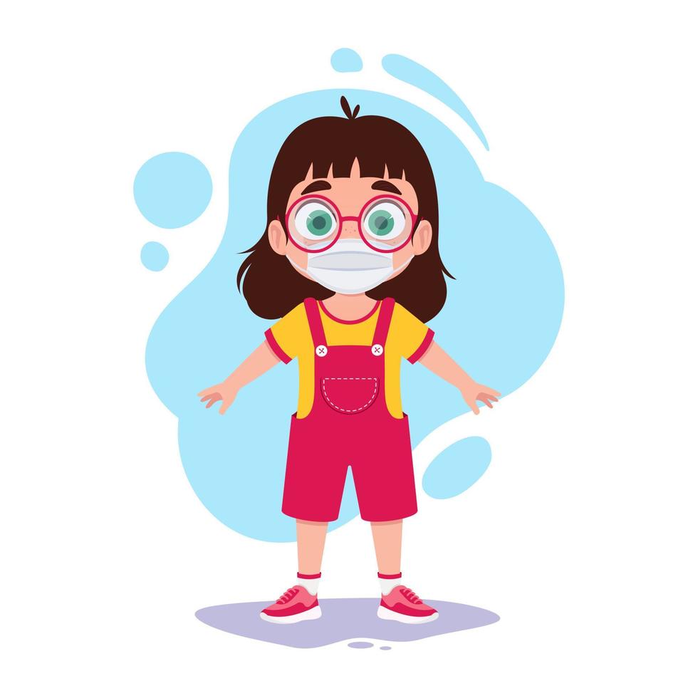 Child girl in a protective mask vector