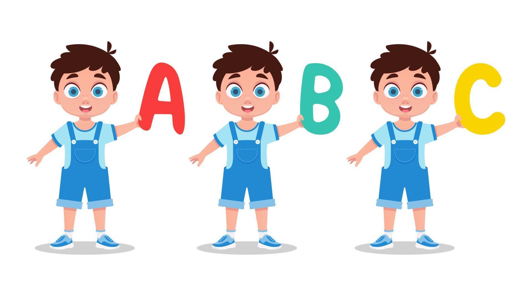 Set of children with letters vector