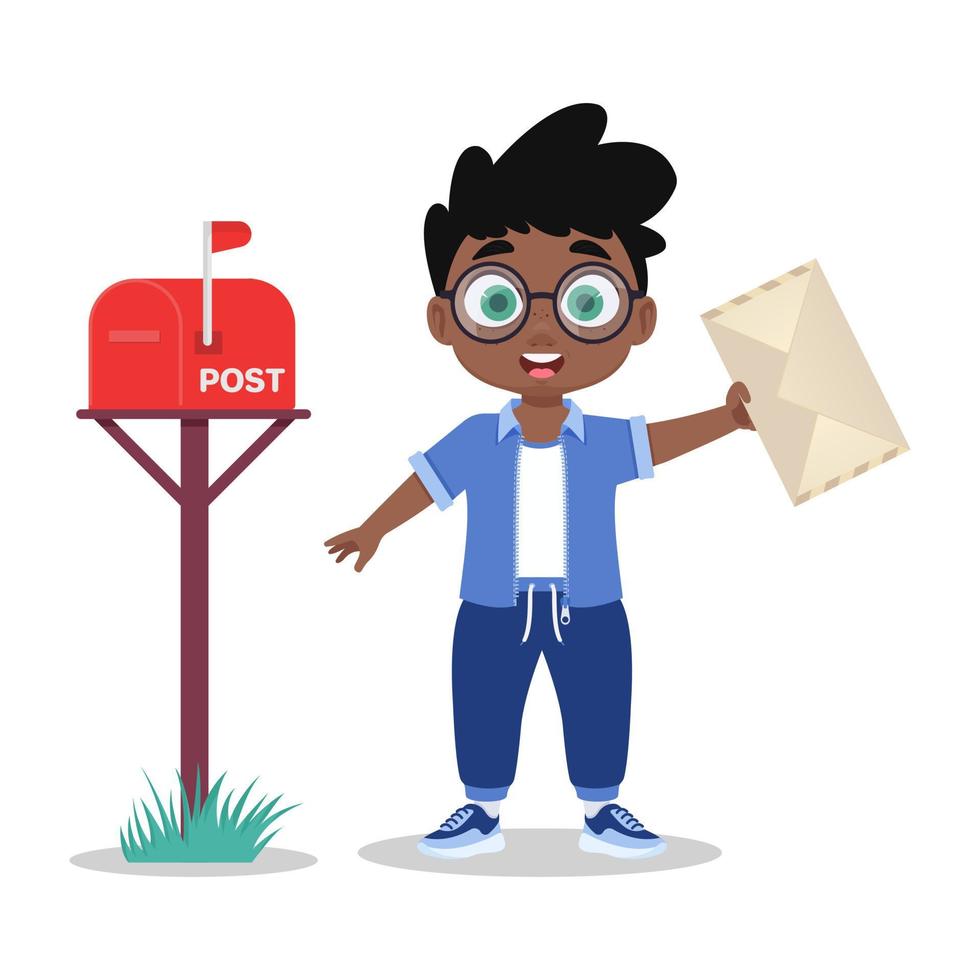 Boy with an envelope in his hands vector