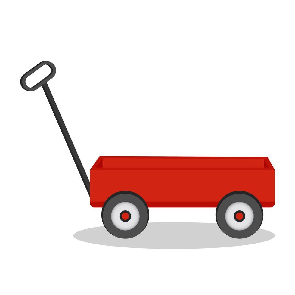 Children's red trolley, vector illustration