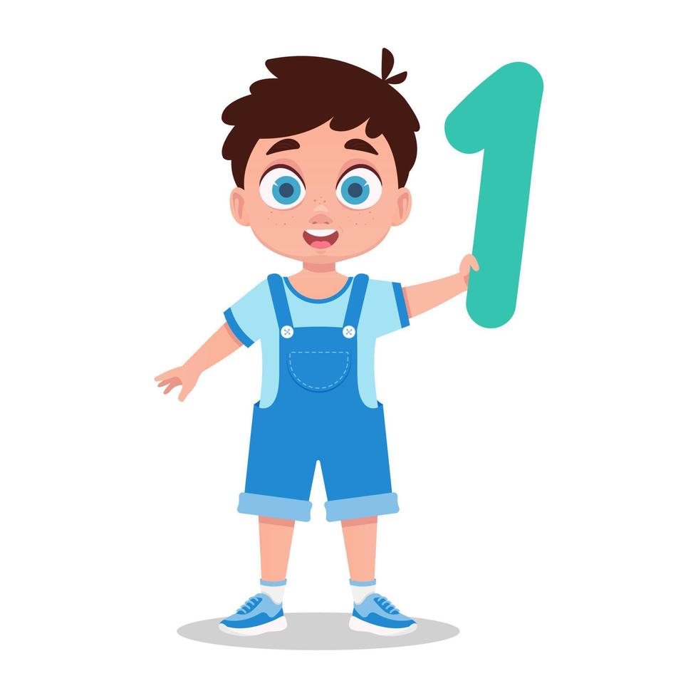 Boy holding a number in his hand vector