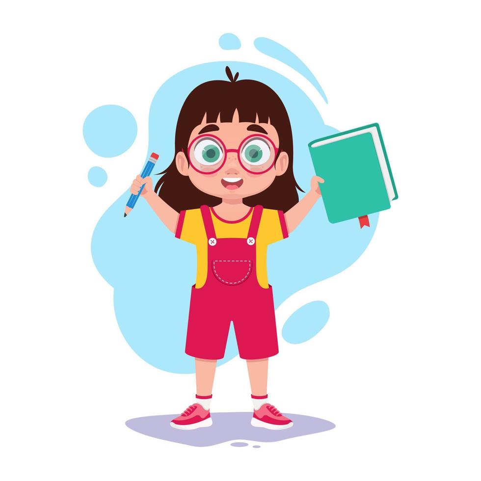 Girl with notebook and pen in hand vector