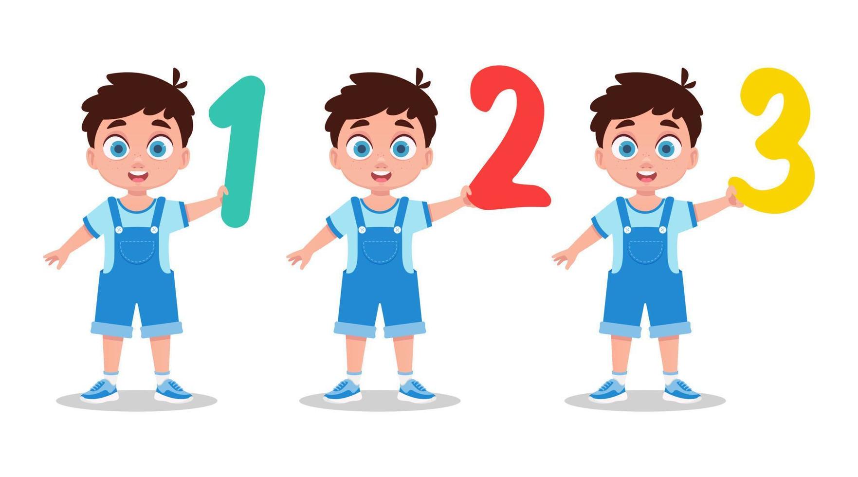Set of kids with numbers vector