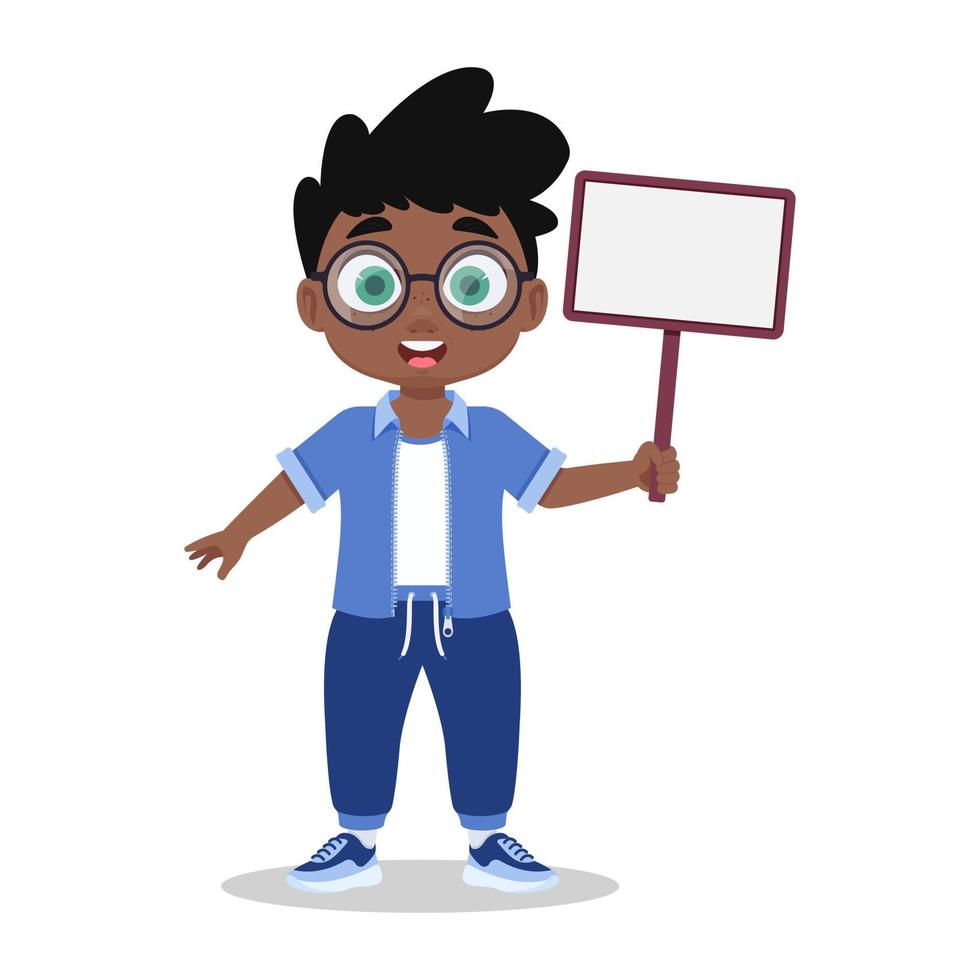 Cute boy with a sign in his hand vector