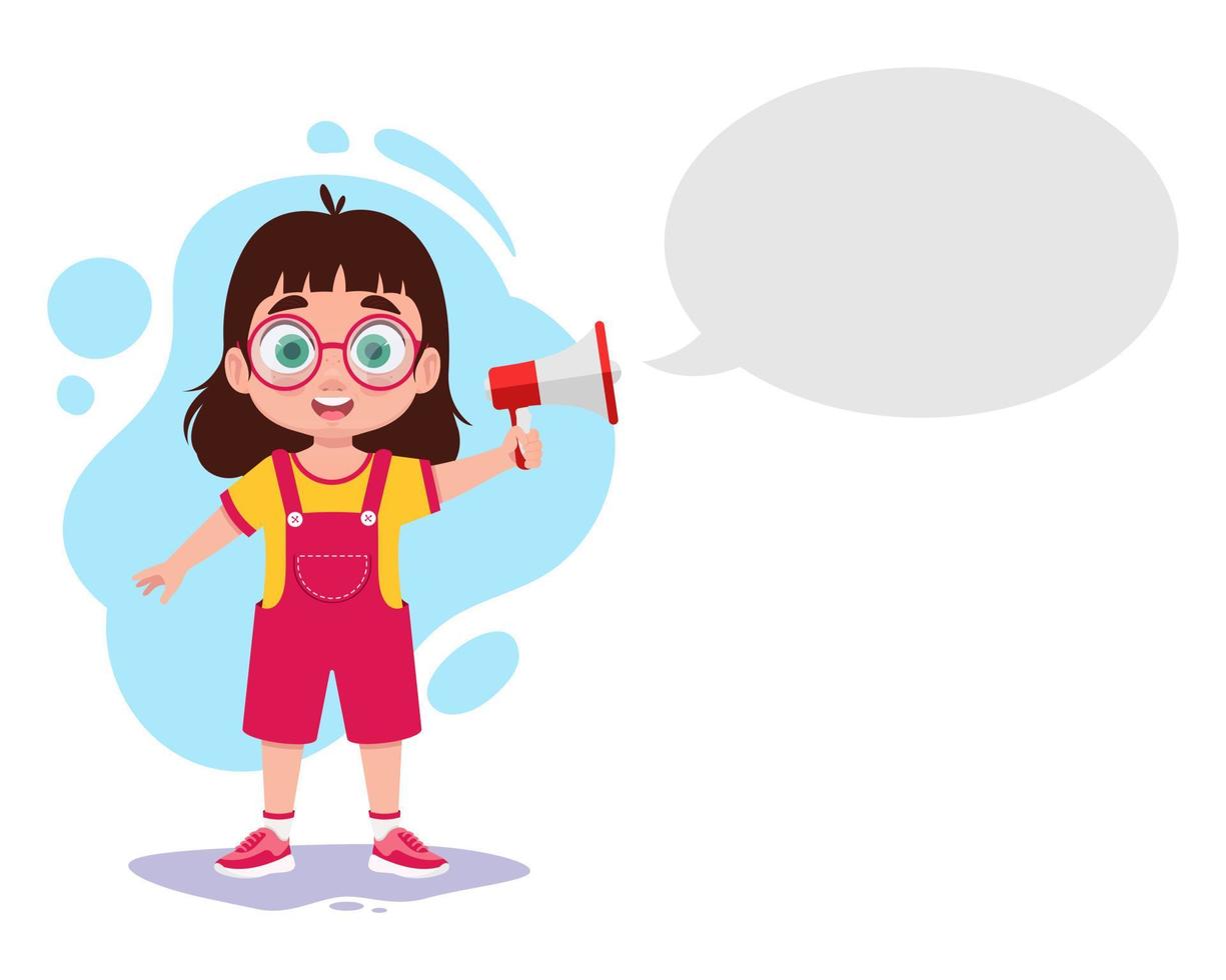 Child with a megaphone in his hand vector