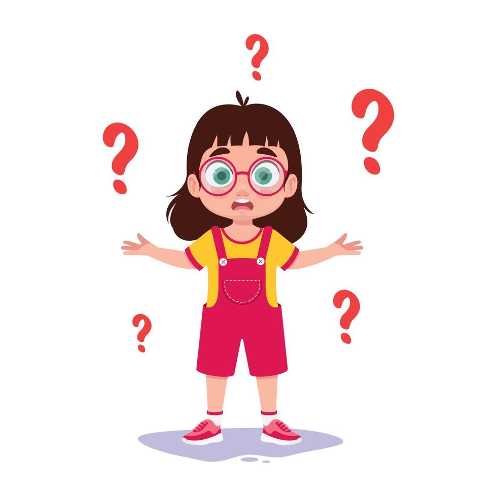 Cute baby looking for an answer. Vector illustration