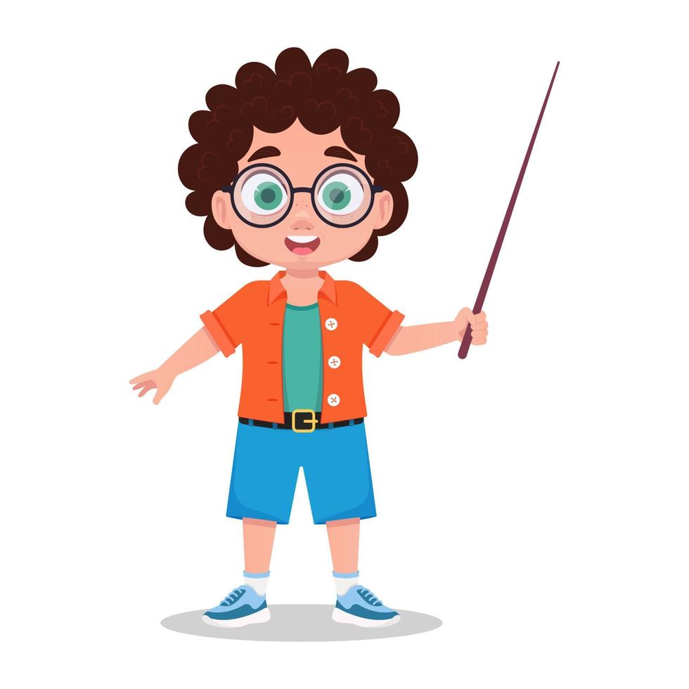 Cute boy holding a pointer in his hand vector