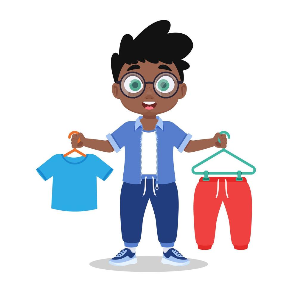 Child trying on things vector