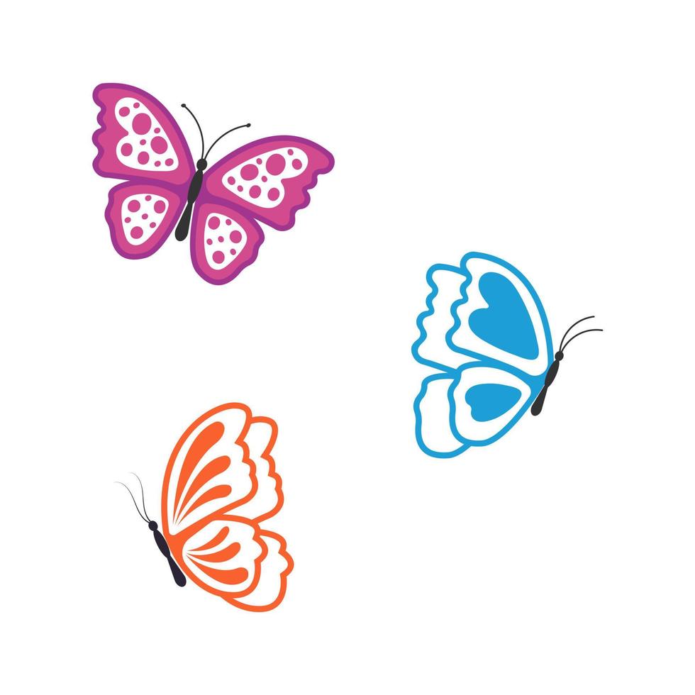 Butterflies, isolated on white, vector illustration