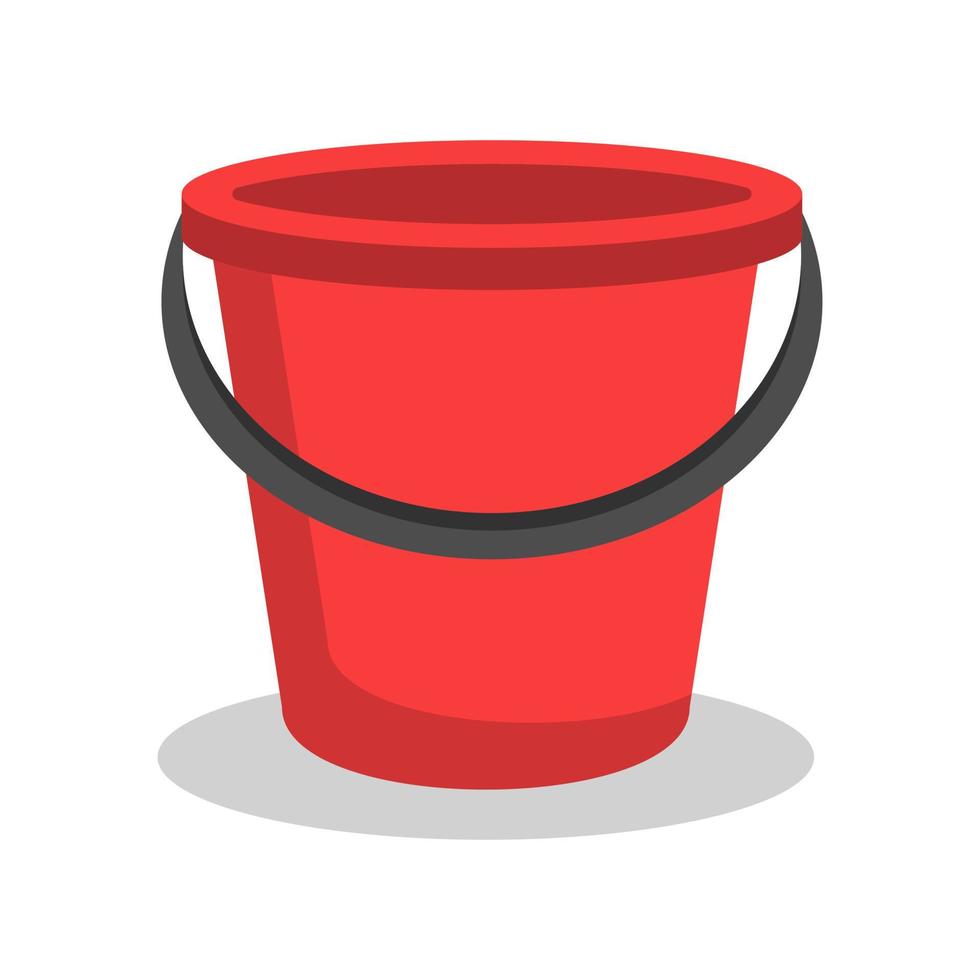 Red plastic bucket, vector illustration