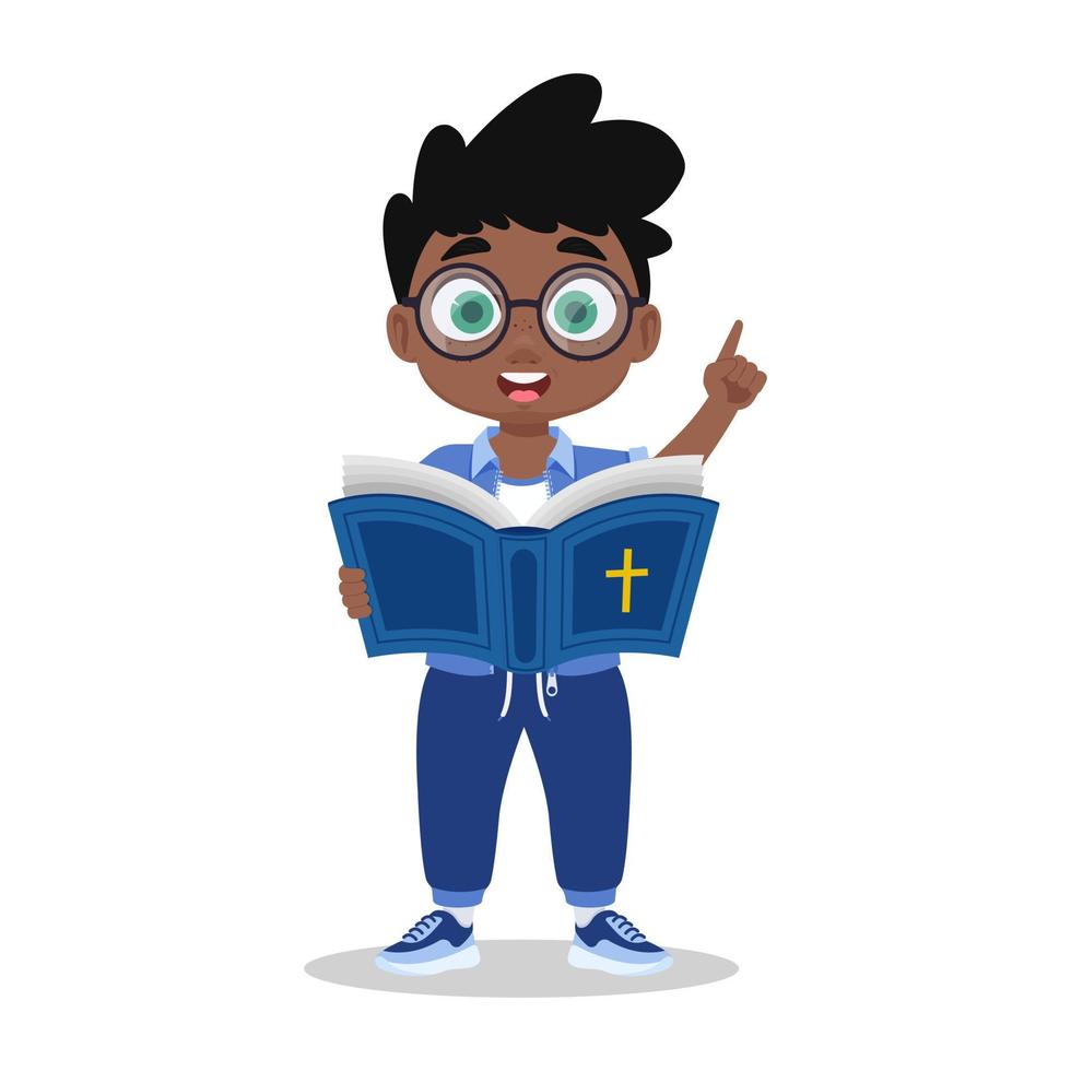Young preacher boy reading the bible vector