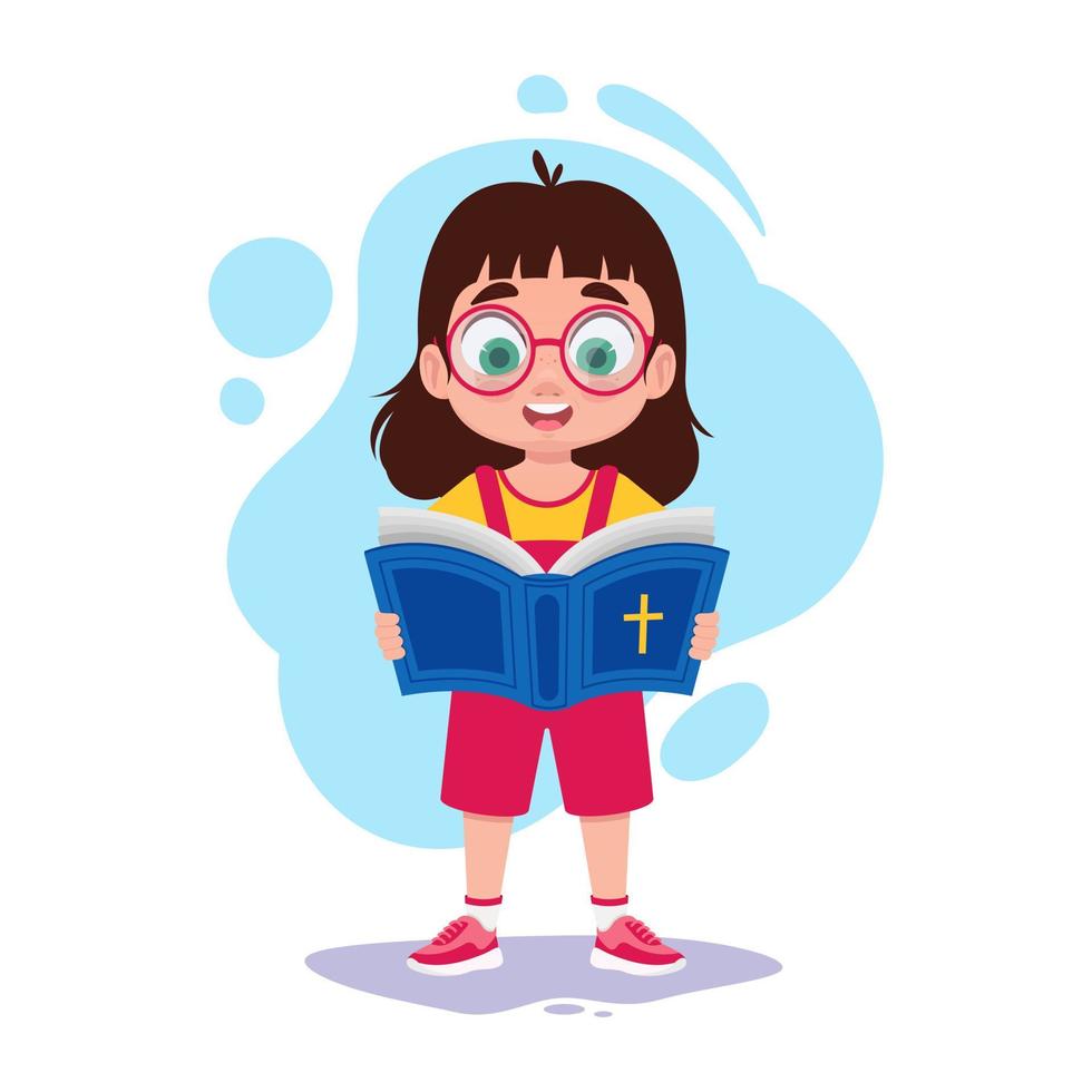 Child enjoys reading the Bible vector