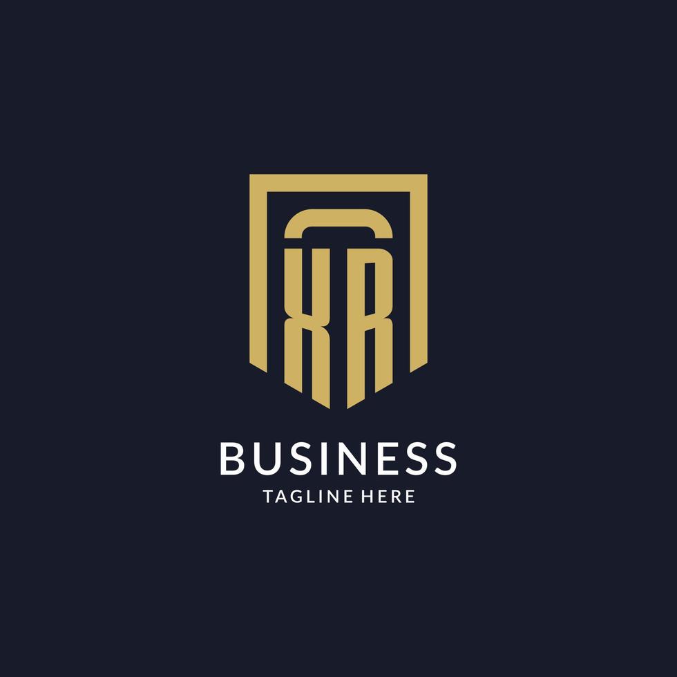 XR logo initial with geometric shield shape design style vector