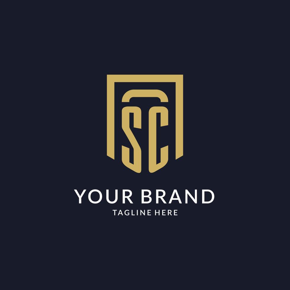 SC logo initial with geometric shield shape design style vector