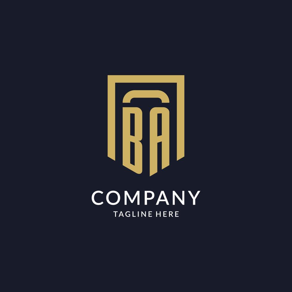 BA logo initial with geometric shield shape design style vector