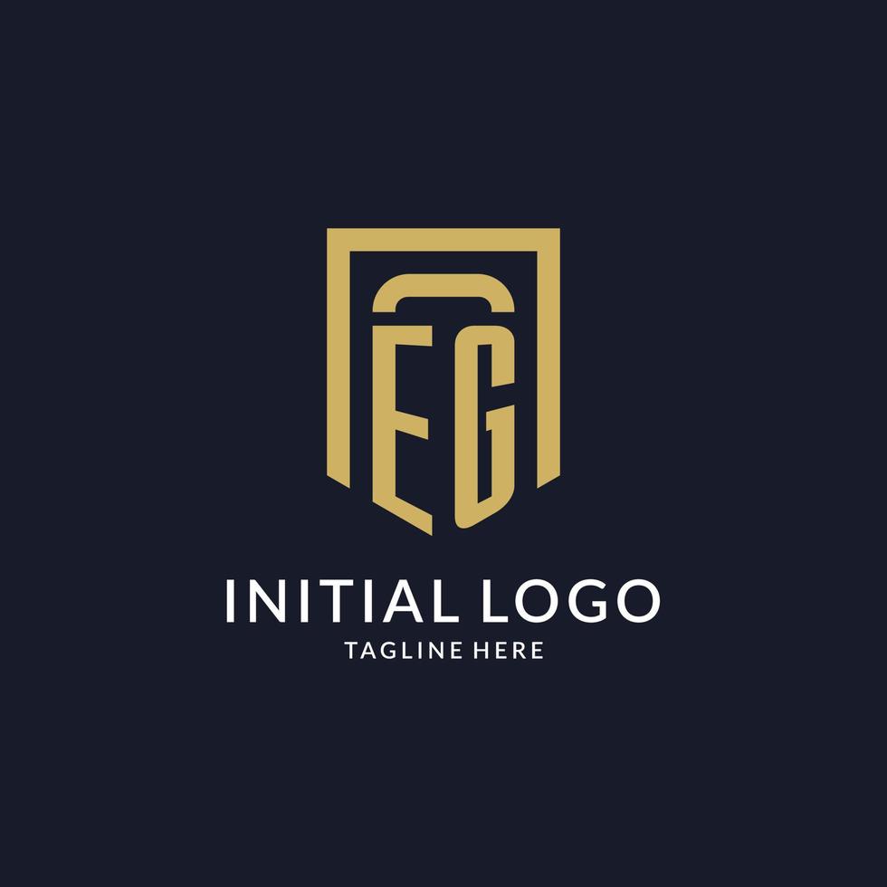 EG logo initial with geometric shield shape design style vector