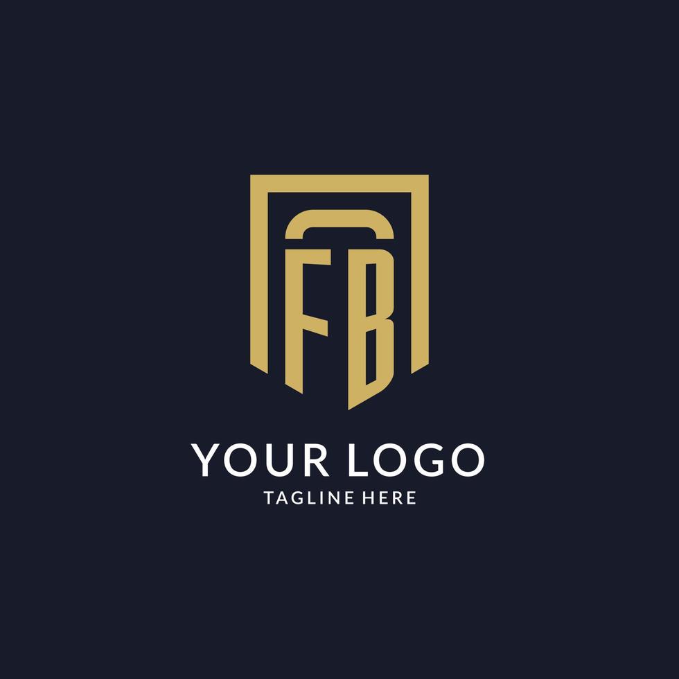 FB logo initial with geometric shield shape design style vector