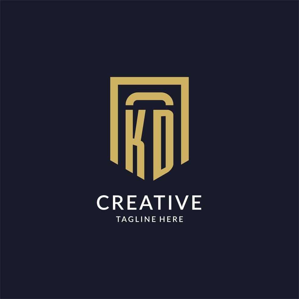 KD logo initial with geometric shield shape design style vector