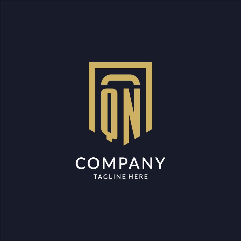 QN logo initial with geometric shield shape design style vector