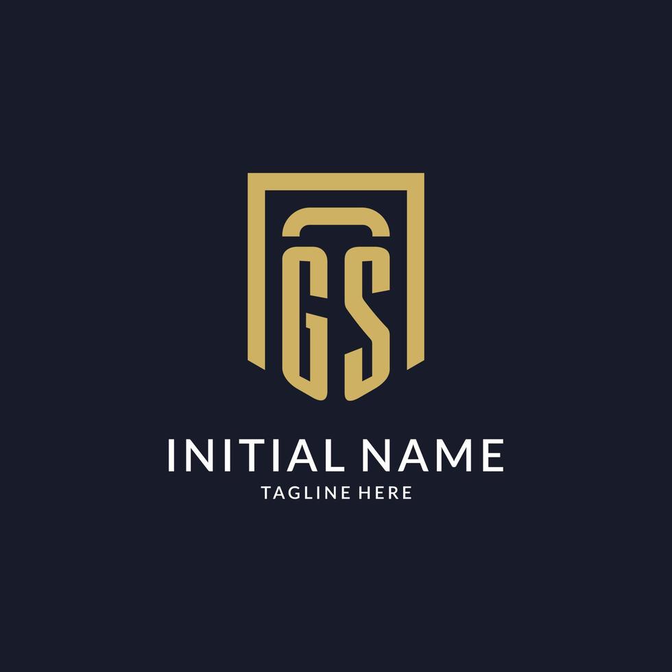 GS logo initial with geometric shield shape design style vector