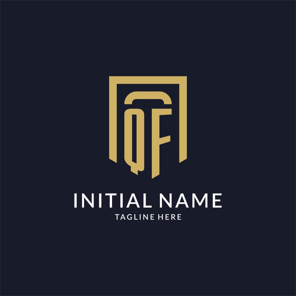 QF logo initial with geometric shield shape design style vector