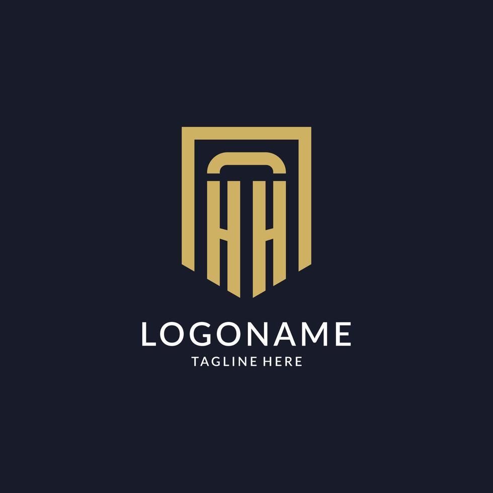 HH logo initial with geometric shield shape design style vector
