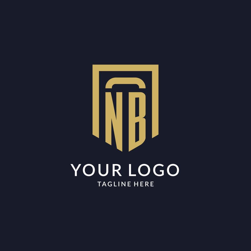 NB logo initial with geometric shield shape design style vector
