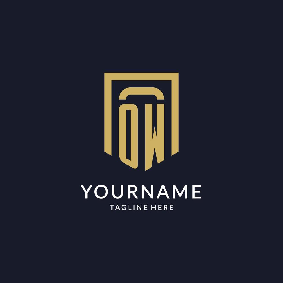 OW logo initial with geometric shield shape design style vector
