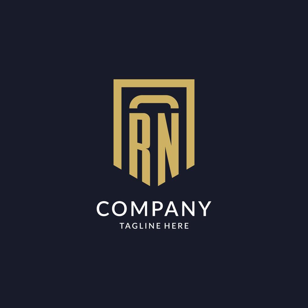 RN logo initial with geometric shield shape design style vector