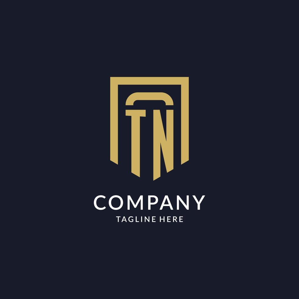 TN logo initial with geometric shield shape design style vector